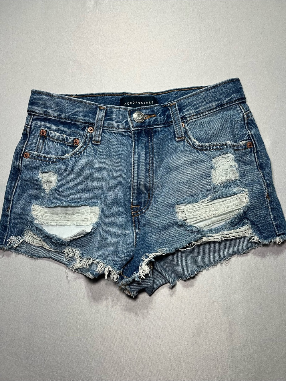 Aeropostale Women's 00 Distressed Vintage High Rise Short Denim Shorts